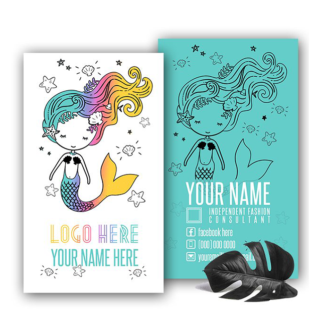 Mermaid Vertical Teal Business Card