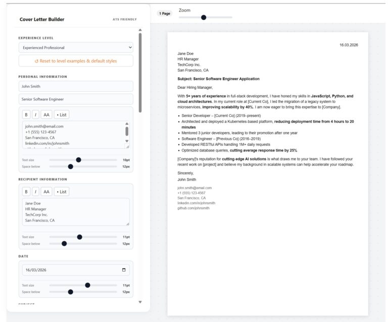 Cover Letter Creator
